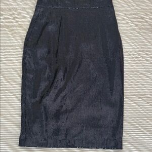 Elegant Navy Blue Sequin Pencil Skirt